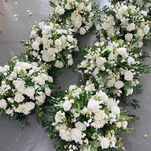 E-FB0025 Vente en gros de boules de fleurs blanches roses, centres de table de mariage, boules de fleurs artificielles en soie, grandes boules de fleurs pour la décoration de mariage - Product Image 2