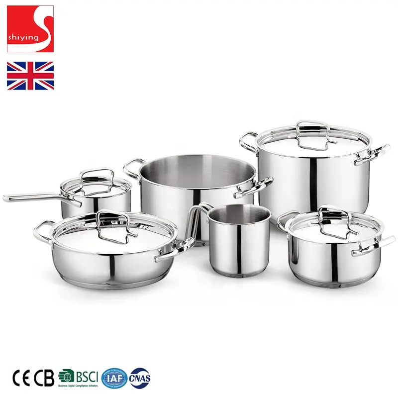 Sy-đồ dùng nhà bếp thép không gỉ Cookware Set của 10 cái chậu và chảo đặt cảm ứng nấu ăn 304 anh