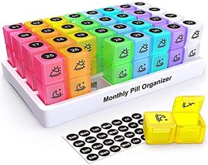 Boîte organisatrice mensuelle de 31 jours, 7 compartiments, étui à pilules hebdomadaire, distributeur de médicaments portable pour les voyages, pour les vitamines et les compléments alimentaires - Product Image 1