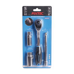 Juego de llaves de vaso FIXTEC DIY de grado 3/8'' con trinquete de 72 dientes y varilla de extensión de 6'', OEM, 4 piezas, 1 pieza FHSPS0401, juego de vasos profundos de 3/8'' FHSPS - Product Image 1