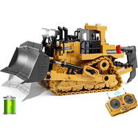 Bulldozer RC en métal réaliste pour enfants |   Tracteur sur chenilles télécommandé à 9 canaux avec lumières et sons