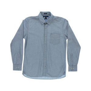 เสื้อแจ็คเก็ตผู้ชาย คอปก ลายทาง ติดกระดุม สีน้ำเงิน/เทา ไซส์ L ผลิตในประเทศจีน ของแท้ 100% - Product Image 1