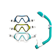 Ensembles de plongée colorés en gros, masques de plongée à large champ de vision en verre trempé avec tuba à embout sec pour adultes, sports nautiques OEM