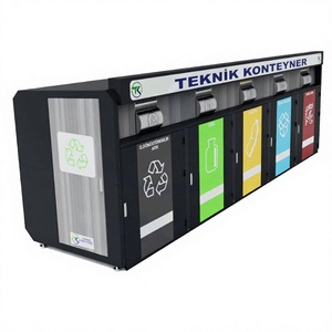 Fabricant turc TEKNIK KONTEYNER – Ensemble de 5 poubelles de recyclage autoportantes en acier inoxydable écologique de 1100 L - Product Image 1