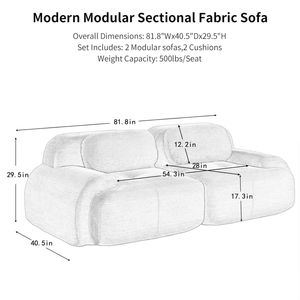 Sofá Contemporáneo de Tela Relleno de Esponja, Comprimido al Vacío, Ideal para Apartamentos Pequeños - Sin Pedido Mínimo - Product Image 6