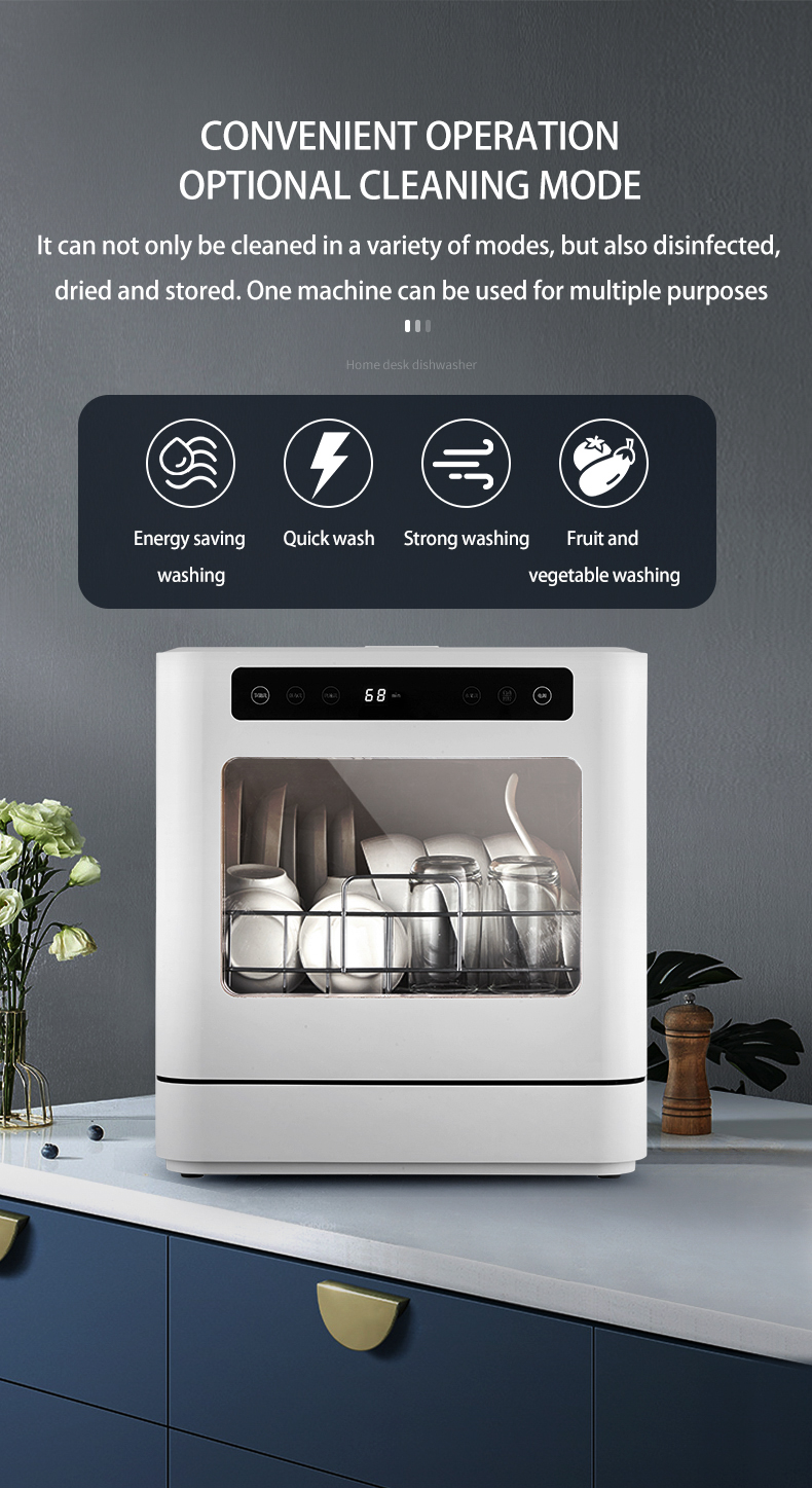 Intelligent Dishwasher Installation Free Mini Desktop Household Dishwasher Disinfection And Drying Vegetable Washer Automatic
