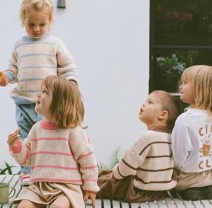 <span class=keywords><strong>Pull</strong></span> pour fille et <span class=keywords><strong>garçon</strong></span> <span class=keywords><strong>Pull</strong></span> à manches longues en coton rayé 100% coton col rond 2024 accepte les couleurs personnalisées - Product Image 3