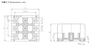Morsettiera di Distribuzione di Energia Serie ATB-175 Tipo Americano 175A 600V Conforme UL, CQC, RoHS, Morsettiera a Vite 1-3 Poli - Product Image 6