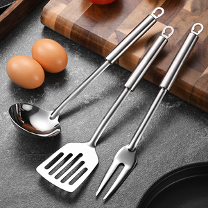 Venta al por mayor <span class=keywords><strong>utensilios</strong></span> para el hogar de acero inoxidable mango plano pequeña pala sopa Shell carne tenedor <span class=keywords><strong>Camping</strong></span> viaje utensilio de <span class=keywords><strong>cocina</strong></span> portátil - Product Image 3
