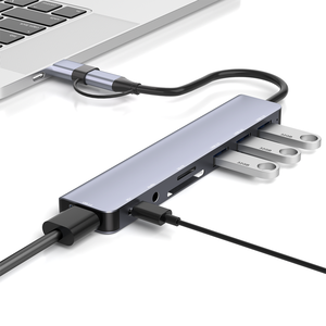 Buena calidad de aleación de aluminio USB C a 8 en 1 USB 3,0 + 2,0 lector de tarjetas + Audio USB C HUB de transferencia de datos - Product Image 3
