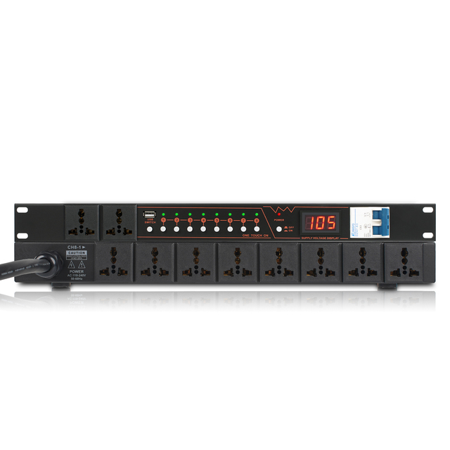 XTUGA XR-728 Professional 10-outlet Power Sequencer Controller Conditioner Surge Protector Power Supply Regulator LED Display