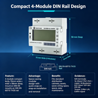 Compteur d'énergie triphasé sur rail DIN 3x80A 230/400V RS485 Modbus M-Bus LCD Classe 1 pour sous-comptage, recharge de VE, solaire photovoltaïque