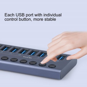 ยูเอสบี 3.0 ฮับ 10 พอร์ตตัวแยกฮับข้อมูล <span class=keywords><strong>USB</strong></span> พร้อมสวิตช์เปิด/ปิดแบบแยกอิสระส่วนต่อขยาย <span class=keywords><strong>USB</strong></span> สำหรับเมาส์คีย์บอร์ดฮาร์ดไดรฟ์ - Product Image 2