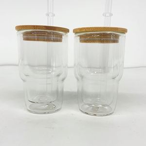 Vasos de chupito mini de doble pared de 3 oz, preperforados para sublimación, con diseño de globo de nieve con purpurina, con tapas y pajitas - Product Image 2