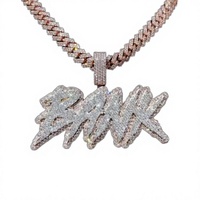 Pendentif Lettre Moissanite Personnalisé, Testeur de Diamant, Argent 925 Plaqué Or, Certifié GRA VVS, Style Hiphop Iced Buss Party