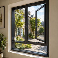 Fenêtre à battant en aluminium, alliage d'aluminium 6060, verre Low-E, moderne, extérieure, salle de bain, villa de luxe, drainage dissimulé, norme CE