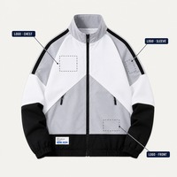 Veste zippée décontractée légère pour homme, col montant, blocs de couleur, patchwork, personnalisable avec logo OEM, vente en gros usine