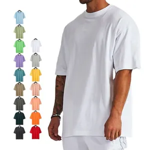Custom Scherm Bedrukt 100% Katoenen Oversized T Shirts Plus Size Losse Pasvorm Kleine Schouder Zwaar Gewicht T-Shirt Heren T-Shirt