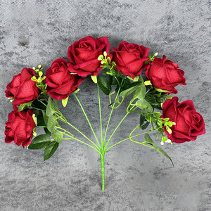 Modern Velvet 7 Heads Faux <b>Rose</b> <b>Bouquet</b> Waterproof Silk Flowers <b>Wedding</b> Centerpiece Home Decor - Product Image 3