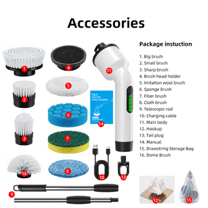 <span class=keywords><strong>Brosse</strong></span> de Nettoyage Électrique Rotative Multi-Usages Rechargeable Sans Fil <span class=keywords><strong>pour</strong></span> Salle de Bain, Douche, Baignoire, Vitres, Voiture – 9 Têtes de <span class=keywords><strong>Brosse</strong></span> – EN STOCK UE/USA - Product Image 6