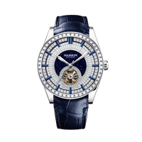 Montre automatique squelette en cuir de luxe pour homme, personnalisée OEM, 40 mm, verre saphir