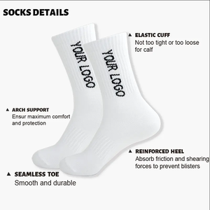 Fabricant de chaussettes personnalisées, échantillons gratuits, logo personnalisé, chaussettes de sport unisexes, chaussettes de sport en coton French Terry - Product Image 2