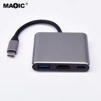 Magelei Venta caliente OEM precio barato USB C a HDMI 4K USB3.0 PD 3 en 1 Hub tipo C 3 en 1 Adaptador para PC portátil soporte PD 100W