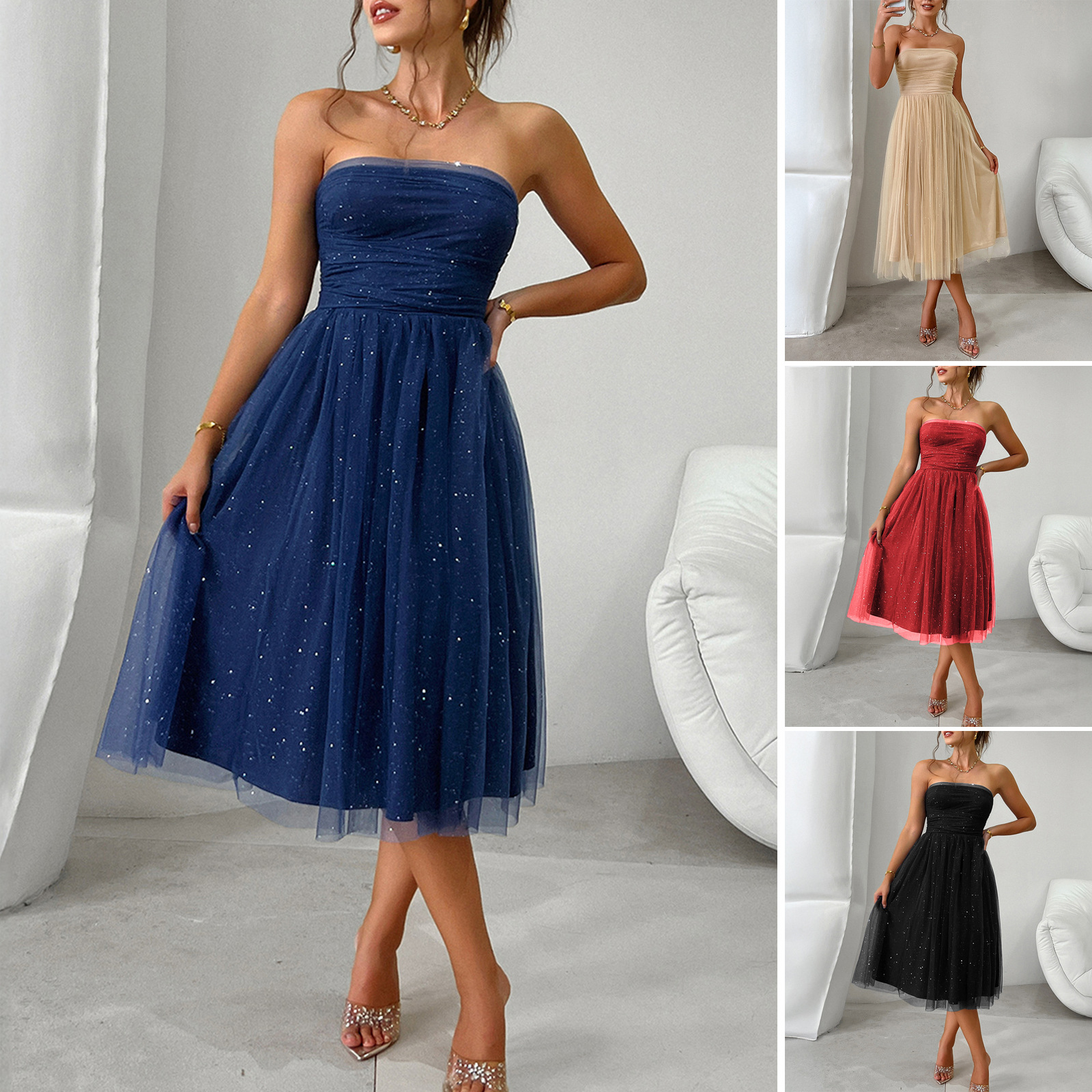 Formal Dresses Amazon Newchic Dresses Elegant Floral Print Tube Long Dress  Women's Fashion Slim Sleeveless Backless