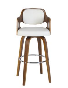 Tabouret de bar, chaise de bar pour café, avec pieds en bois, fournisseur d'usine, vente en gros moderne en Chine, dossier haut, pivotant, en cuir PU et bois - Product Image 1