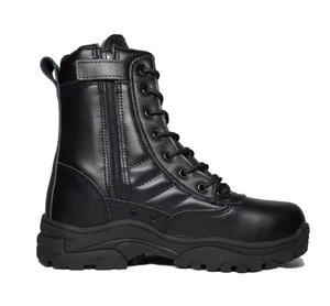 TSB09 Winter <b>Working</b> Outdoor Duty Men All in <b>Leather</b> Tactical <b>Boots</b> with Ventilation Holes at Both Sides with Side Zip - Product Image 1