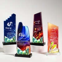 Trophée en cristal écologique haut de gamme, récompense créative en résine et verre, plaque sculptée sur le thème de l'ange, impression UV, gravure gratuite, entreprise