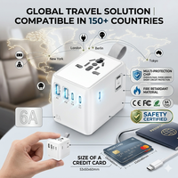Adaptador de Viaje Internacional Mini 30W Universal, Enchufe Universal para Reino Unido, Estados Unidos, UE y Australia, Todo en Uno, 6A, Carga de Teléfono con USB y Tipo-C