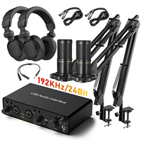 Ensemble complet de microphone à condensateur de studio professionnel, casque, interface audio USB, carte son, kit d'enregistrement de podcast