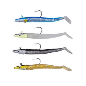 DN 12.5cm 23g simulato sand eel lure fishing soft lure eel bait lead jig head paddle tail gomma eel fishing lures 5 pz/borsa