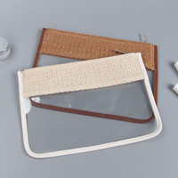 Sac cosmétique transparent pour femme, pochette zippée en vinyle PVC transparent, organiseur de toilette, pochette de plage en PVC, sac cosmétique plat en PVC