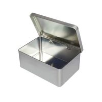 Boîte en métal à charnières personnalisée OEM, boîte rectangulaire pour cadeaux/bonbons/biscuits, conteneur d'emballage en métal de qualité alimentaire, boîte en étain argentée