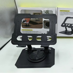 Foldable Metal <b>Tablet</b> <b>Stand</b> 360 Degree Rotation Adjustable For iPad iPhone Universal Support Black Silver - Product Image 3