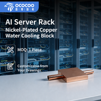 Bloc de refroidissement à eau OCOCOO en cuivre nickelé usiné CNC, double tube, personnalisable, MOQ 1 pièce, haute performance pour serveur IA