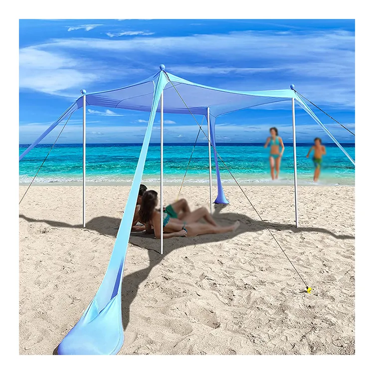 निविड़ अंधकार आउटडोर बड़ा चंदवा तम्बू के साथ रेत बैग आसान अप समुद्र तट/सूरज शरण बिक्री कपड़े/बच्चों समुद्र तट टेंट