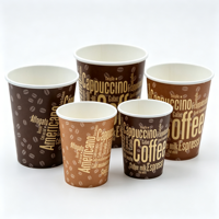 Gobelets en papier jetables à paroi simple, revêtement PE, plusieurs couleurs, prix de gros, avec logo personnalisé imprimé pour le café