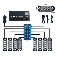 8 unids/set LED montaje en superficie rejilla luz estroboscópica Kit 4-LED lámpara de advertencia de peligro de emergencia 16 modos intermitentes SYNC característica nueva