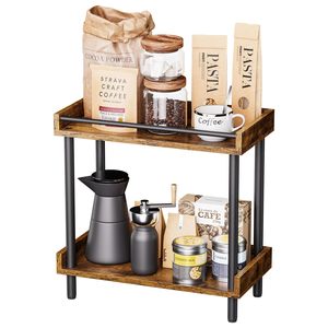 Portaspezie Vintage <span class=keywords><strong>in</strong></span> Metallo a 2 Ripiani Eco-Friendly <span class=keywords><strong>con</strong></span> Porta Tazze, Supporto da Banco per Accessori da Cucina - Product Image 1