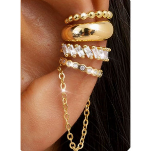 4Pcs Ear Cuffs Huggie Earings for <strong>Women</strong> Non Pierced Ears Earings 14K Gold Plated Inlaid Zircon <strong>Clip</strong> <strong>on</strong> Cartilage <strong>Earrings</strong> Set - Product Image 1