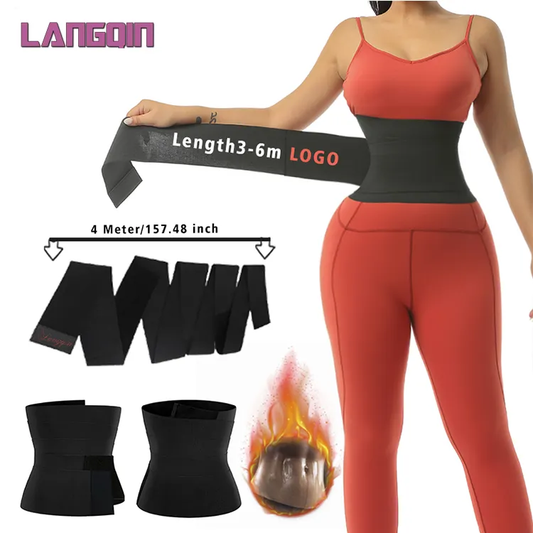 Langqin Wholesale One Size Flat Bandage Belt Slimming Elastic Rubber Bandage Tummy Wrap New Waist Trainer Work Out For Women/Men