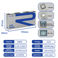 Sel Baterai Lithium Ion Prismatic REPT BARU 3.2V 54ah LifePo4 untuk Sistem Energi Mobil Listrik