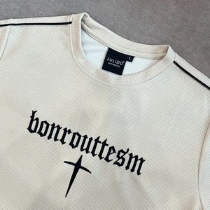 Ensemble de t-shirts d'été décontractés deux pièces pour hommes, tissage tricoté ample et confortable avec un nouveau design imprimé respirant - Product Image 5