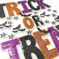 Appliques en tissu brodées de sequins pour Halloween : Citrouille, Fantôme, Pain d'épices – Grandes décorations pour vêtements – Vente en gros
