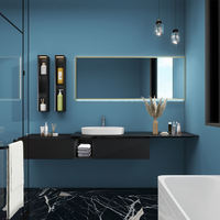 Miroir de maquillage LED rectangulaire long avec cadre, éclairage arrière, cadre en aluminium personnalisé, interrupteur tactile, miroir mural résistant à l'eau