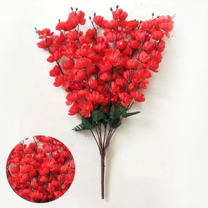 Flores artificiales al por mayor <span class=keywords><strong>9</strong></span> tenedores flores de melocotón flor artificial para la decoración de la boda casera - Product Image 2