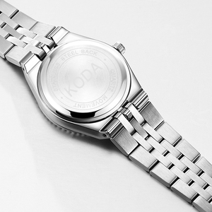 Montre de luxe en acier inoxydable à quartz pour <span class=keywords><strong>femme</strong></span>, argentée, avec aiguilles lumineuses, verre saphir, date, étanche, 32 mm - Product Image 5